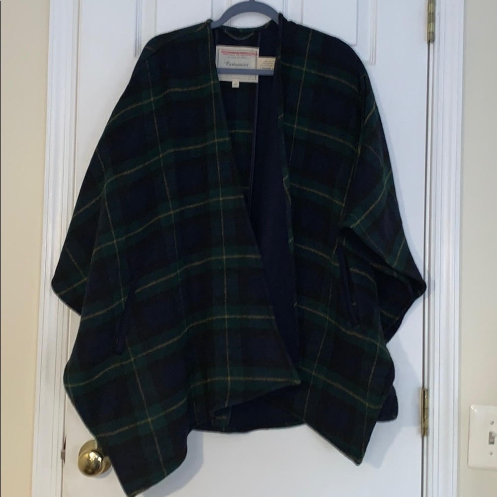 NWOT Anthro plaid wool cape coat